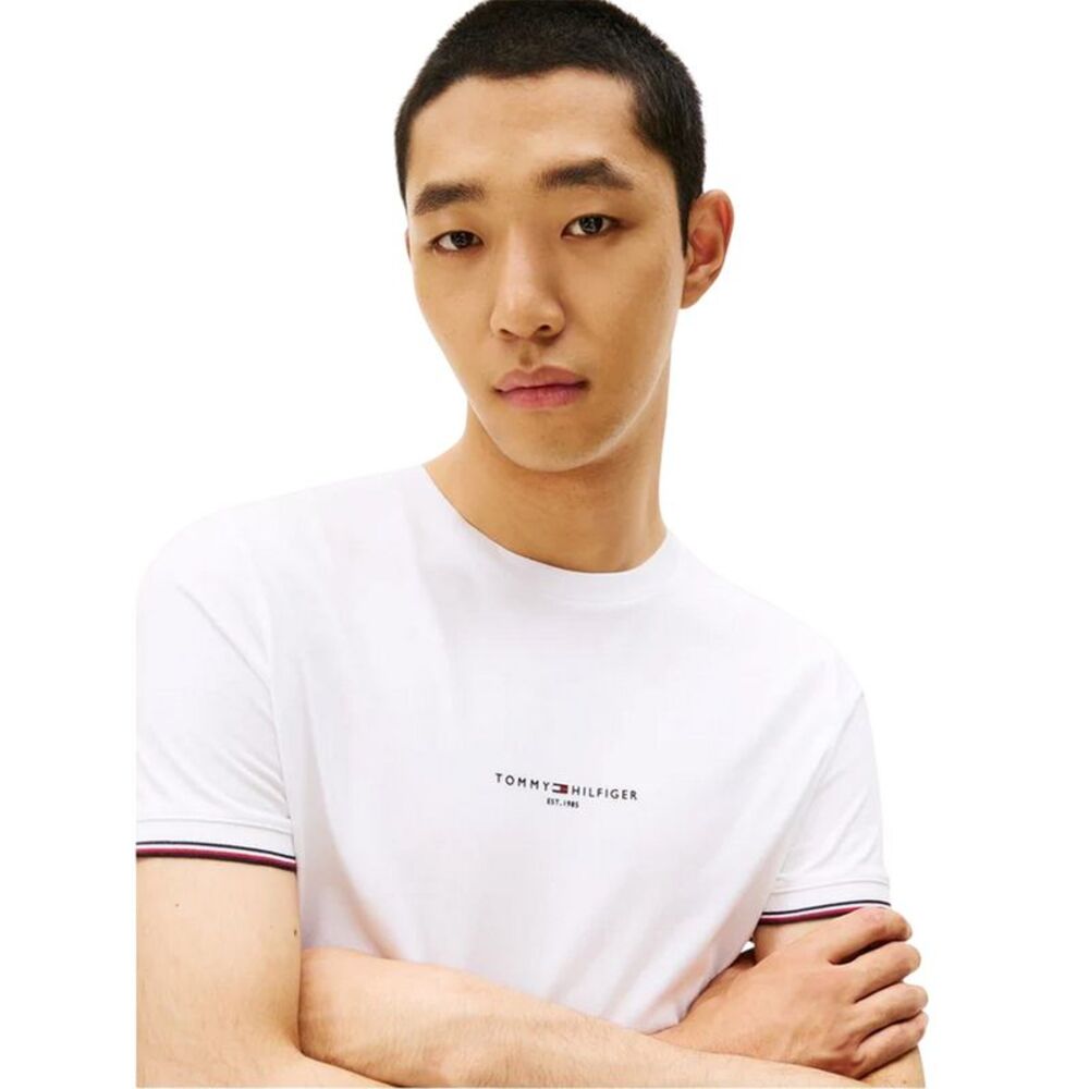 Tommy Hilfiger Mens Logo Tipped Slim T-Shirt / White - Picture 3 of 5